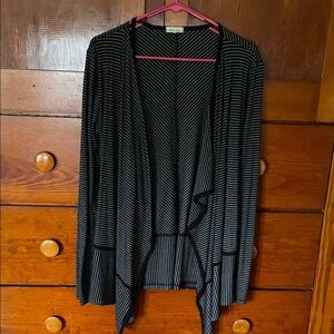 Striped Open-Front Women's lightweight topperBlack & Gray